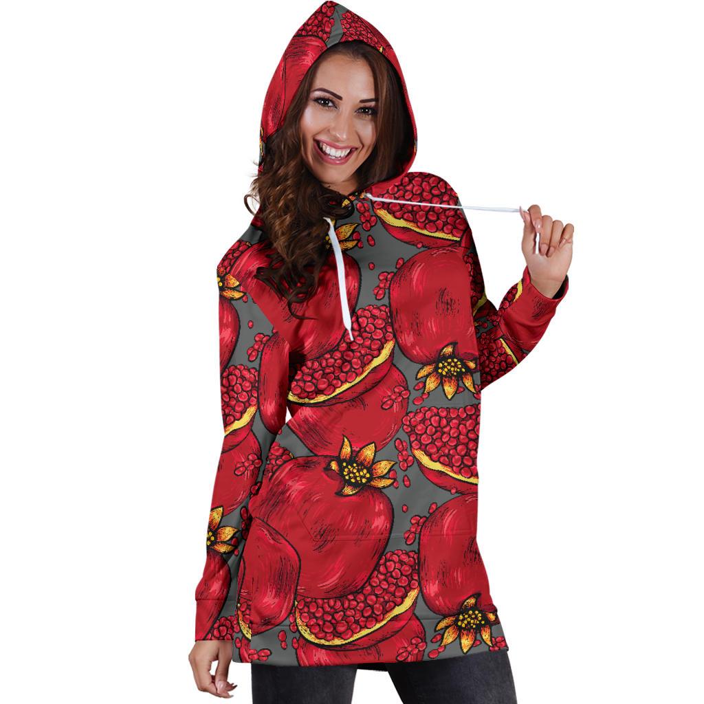 Pomegranate Pattern Print Design PG05 Women Hoodie Dress