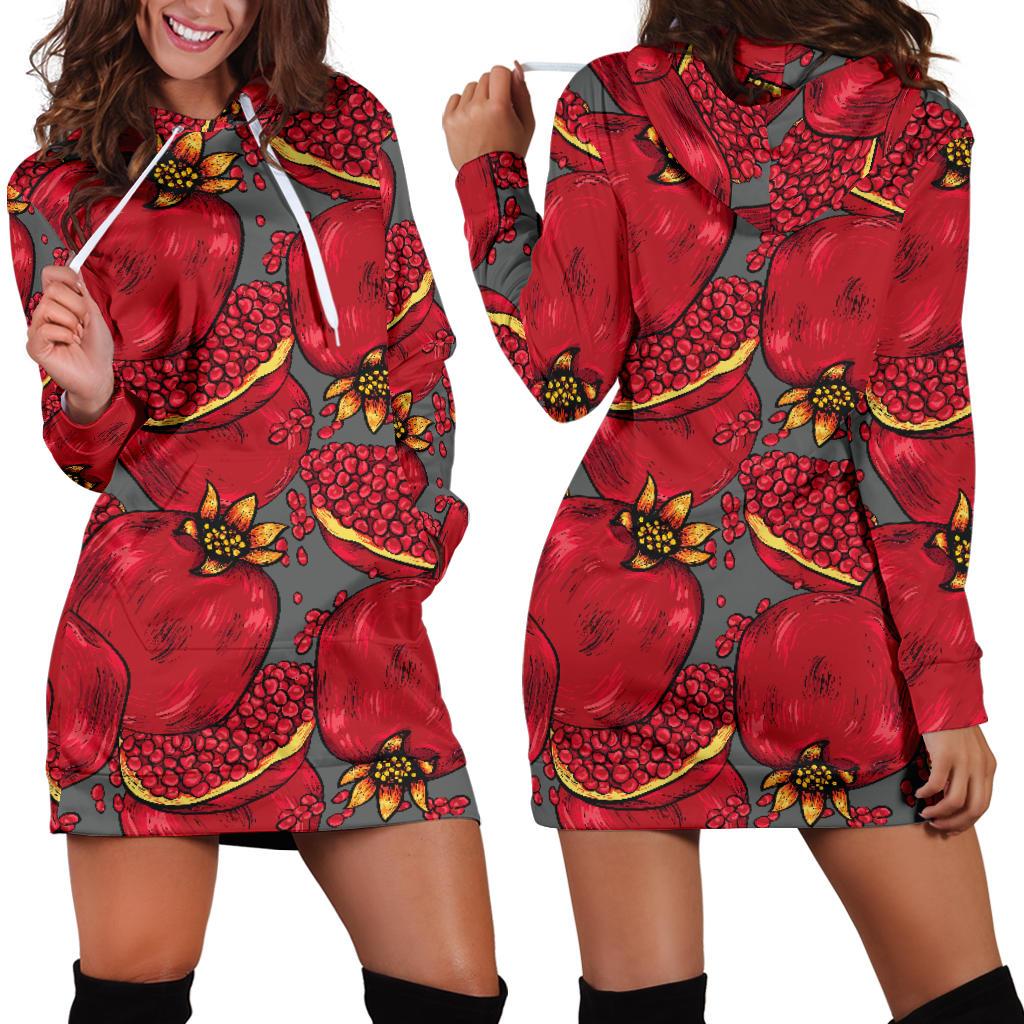 Pomegranate Pattern Print Design PG05 Women Hoodie Dress