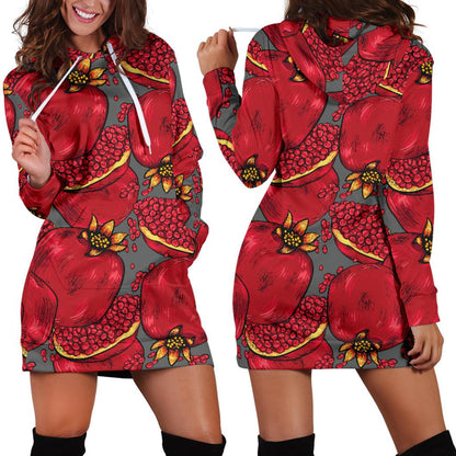 Pomegranate Pattern Print Design PG05 Women Hoodie Dress