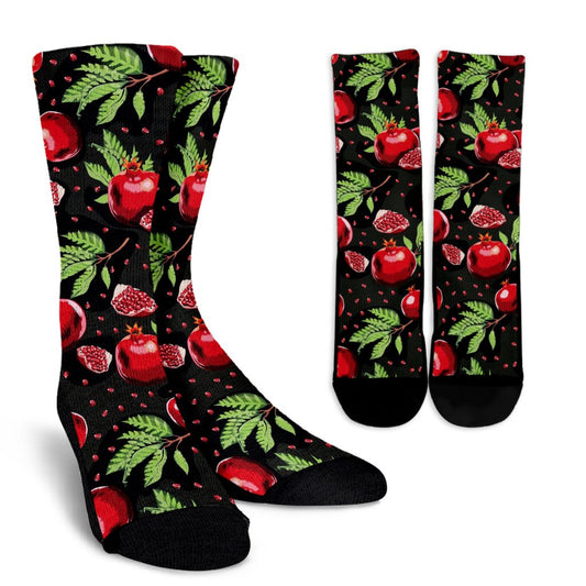 Pomegranate Pattern Print Design PG06 Crew Socks-JORJUNE.COM