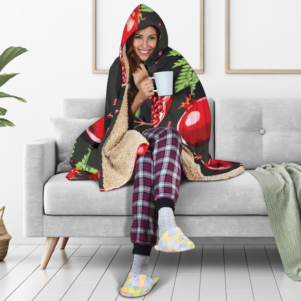 Pomegranate Pattern Print Design PG06 Hooded Blanket-JORJUNE.COM
