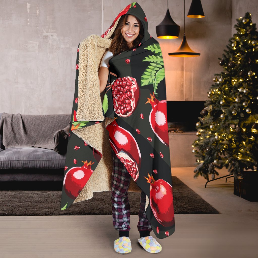 Pomegranate Pattern Print Design PG06 Hooded Blanket-JORJUNE.COM