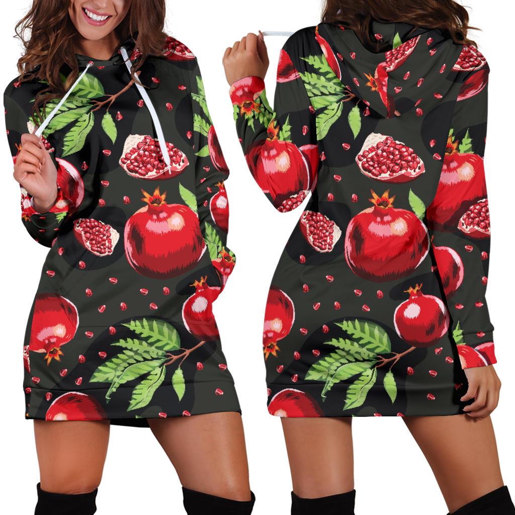 Pomegranate Pattern Print Design PG06 Women Hoodie Dress