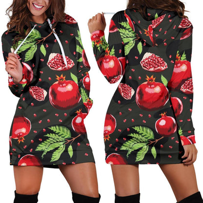 Pomegranate Pattern Print Design PG06 Women Hoodie Dress