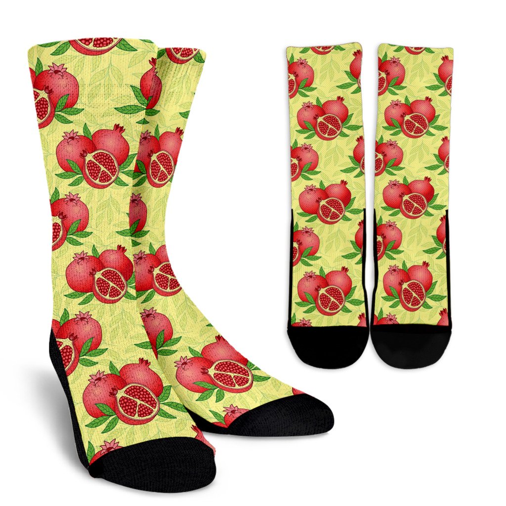 Pomegranate Pattern Print Design PG07 Crew Socks-JORJUNE.COM