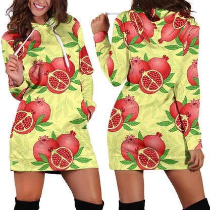 Pomegranate Pattern Print Design PG07 Women Hoodie Dress