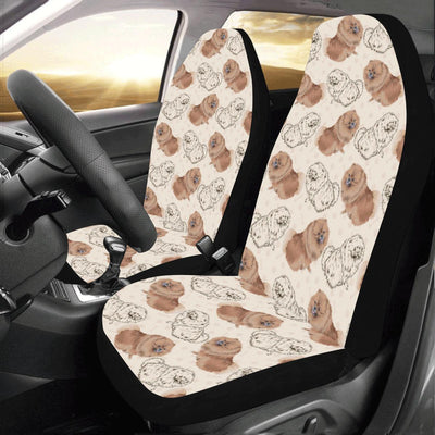 Pomeranians Pattern Print Design A01 Car Seat Covers (Set of 2)-JORJUNE.COM