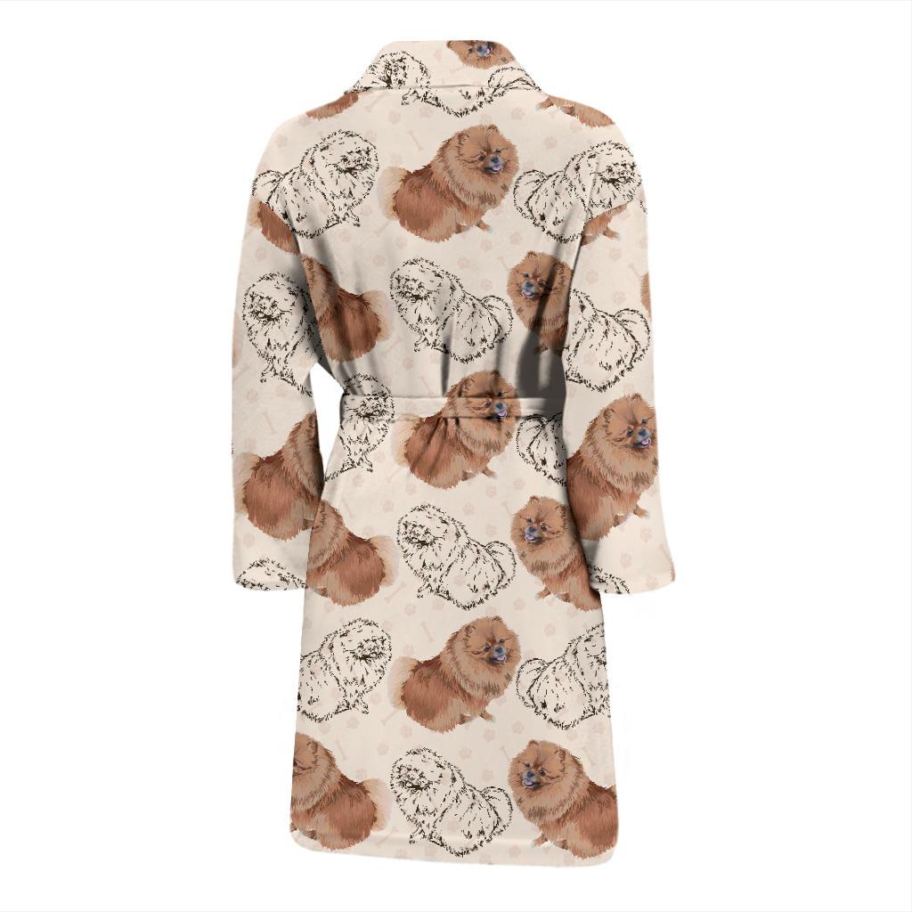 Pomeranians Pattern Print Design A01 Men Bathrobe-JORJUNE.COM