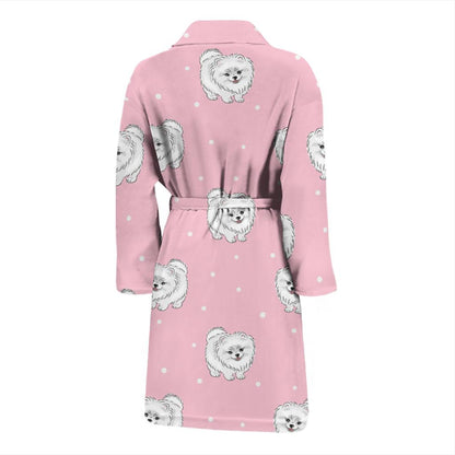 Pomeranians Pattern Print Design A02 Men Bathrobe-JORJUNE.COM