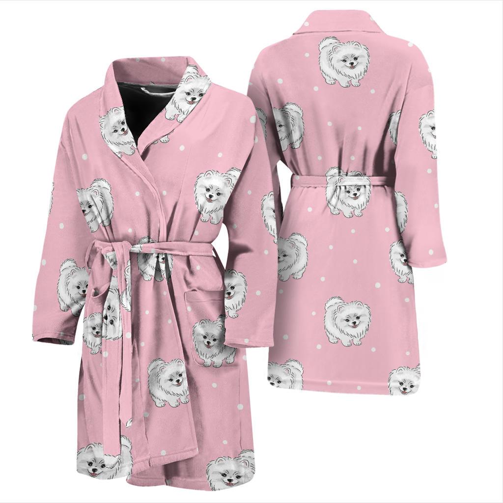 Pomeranians Pattern Print Design A02 Men Bathrobe-JORJUNE.COM
