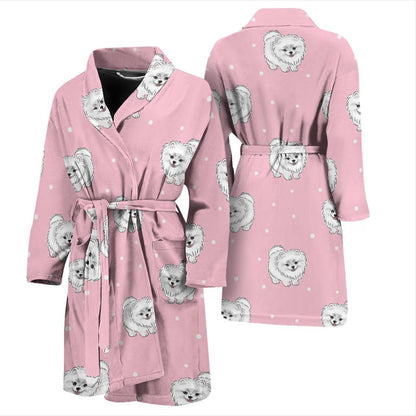 Pomeranians Pattern Print Design A02 Men Bathrobe-JORJUNE.COM