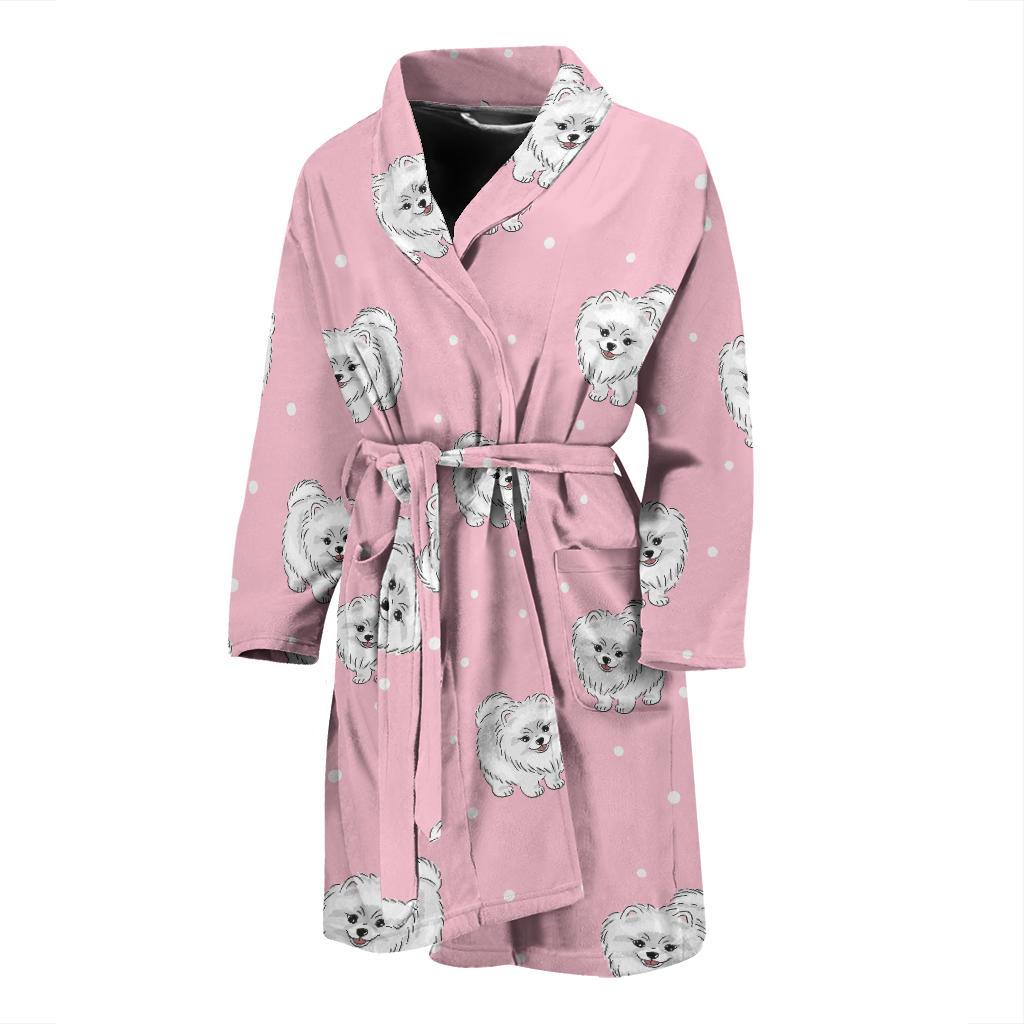 Pomeranians Pattern Print Design A02 Men Bathrobe-JORJUNE.COM
