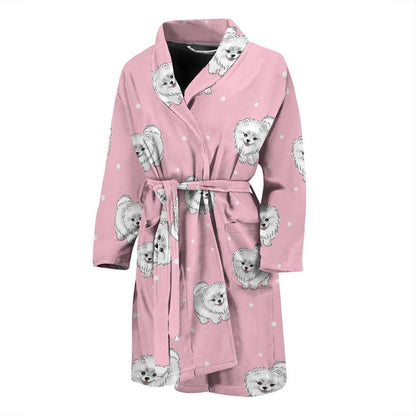 Pomeranians Pattern Print Design A02 Men Bathrobe-JORJUNE.COM