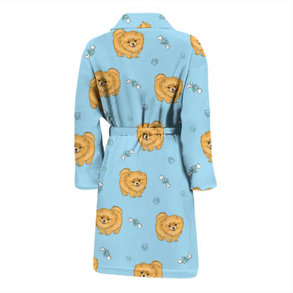 Pomeranians Pattern Print Design A03 Men Bathrobe-JORJUNE.COM