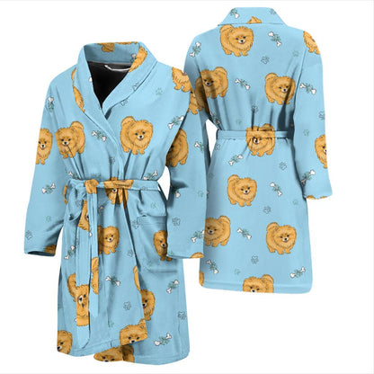 Pomeranians Pattern Print Design A03 Men Bathrobe-JORJUNE.COM