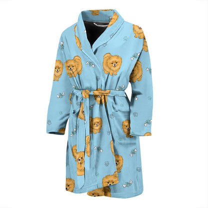 Pomeranians Pattern Print Design A03 Men Bathrobe-JORJUNE.COM