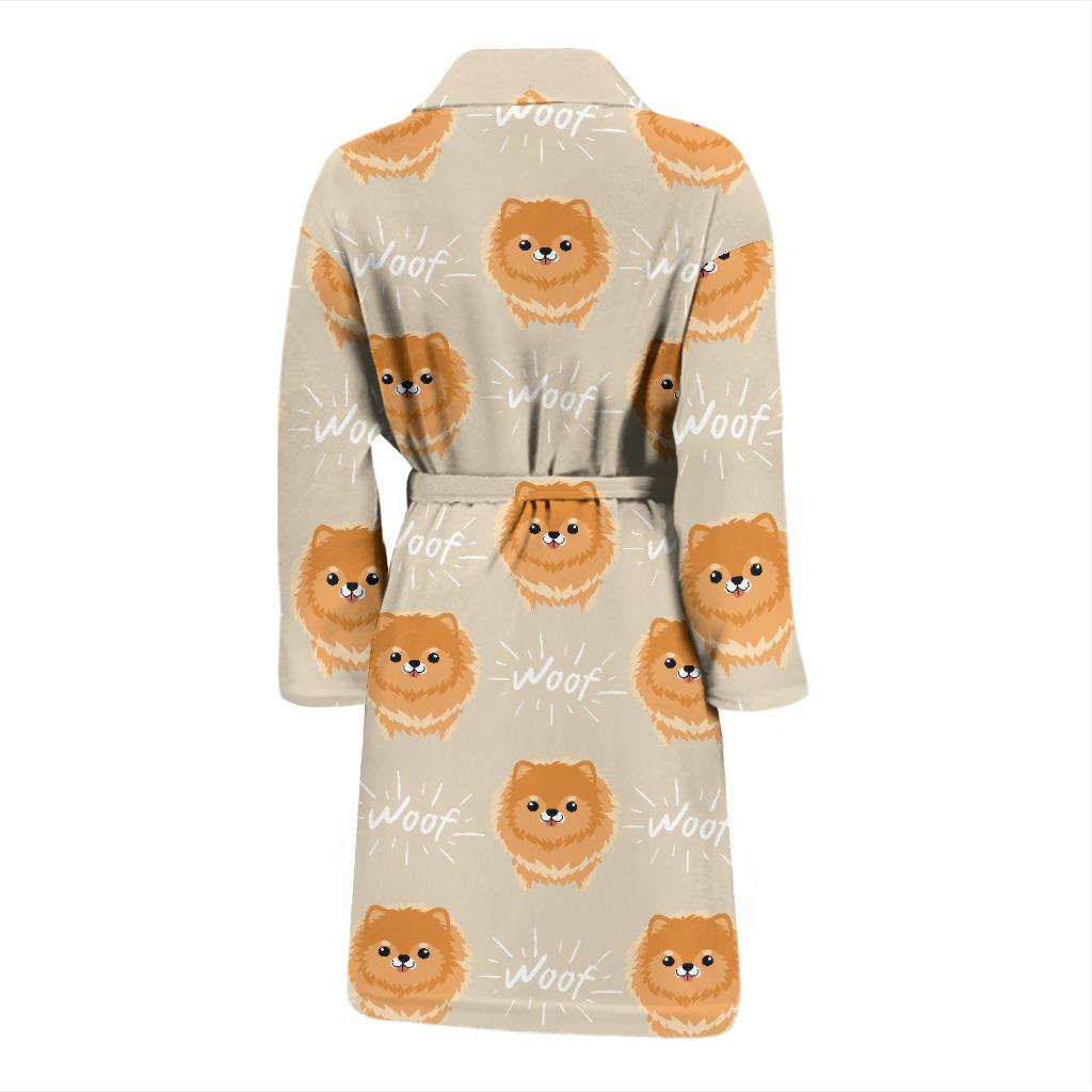 Pomeranians Pattern Print Design A04 Men Bathrobe-JORJUNE.COM