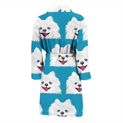 Pomeranians Pattern Print Design A05 Men Bathrobe-JORJUNE.COM