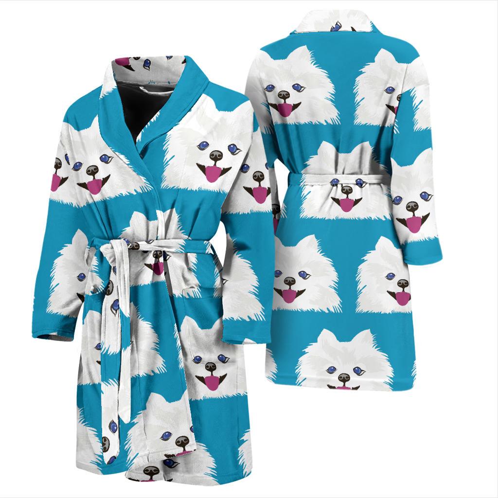Pomeranians Pattern Print Design A05 Men Bathrobe-JORJUNE.COM