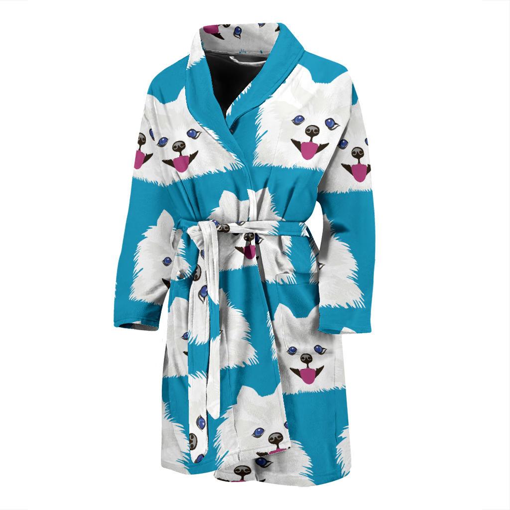 Pomeranians Pattern Print Design A05 Men Bathrobe-JORJUNE.COM