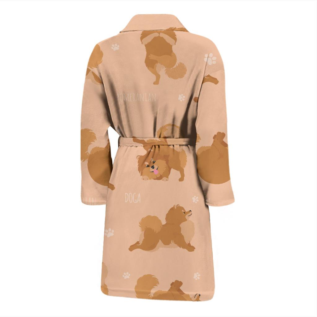 Pomeranians Pattern Print Design A06 Men Bathrobe-JORJUNE.COM