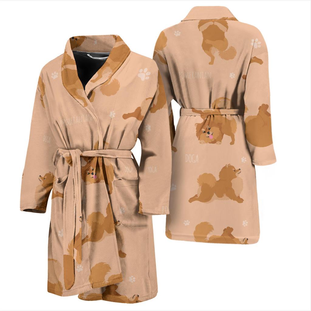 Pomeranians Pattern Print Design A06 Men Bathrobe-JORJUNE.COM