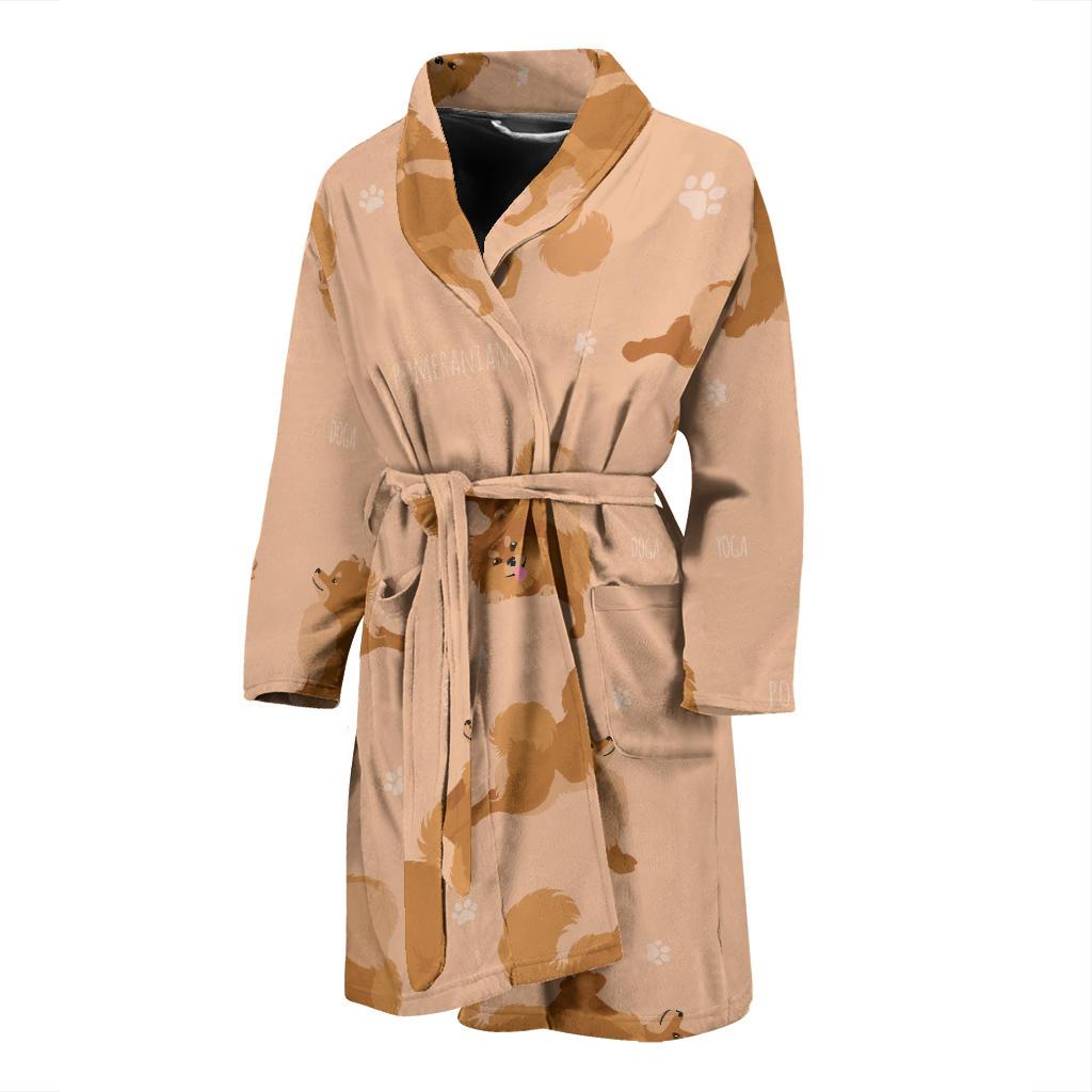 Pomeranians Pattern Print Design A06 Men Bathrobe-JORJUNE.COM
