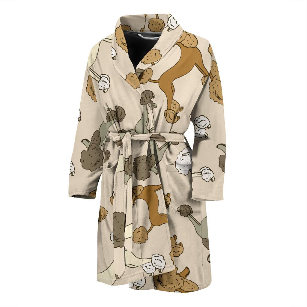 Poodle Pattern Print Design A01 Men Bathrobe-JORJUNE.COM
