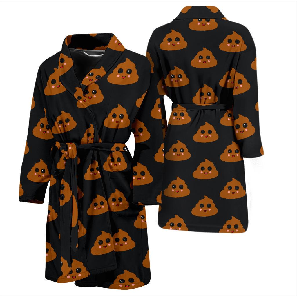 Poop Emoji Pattern Print Design A01 Men Bathrobe-JORJUNE.COM