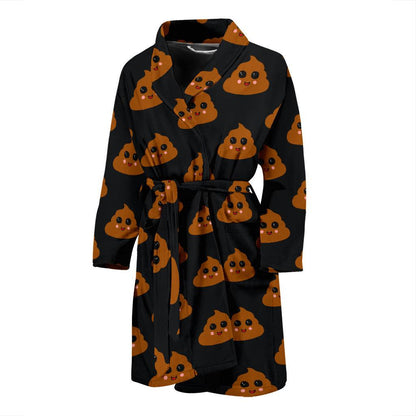Poop Emoji Pattern Print Design A01 Men Bathrobe-JORJUNE.COM
