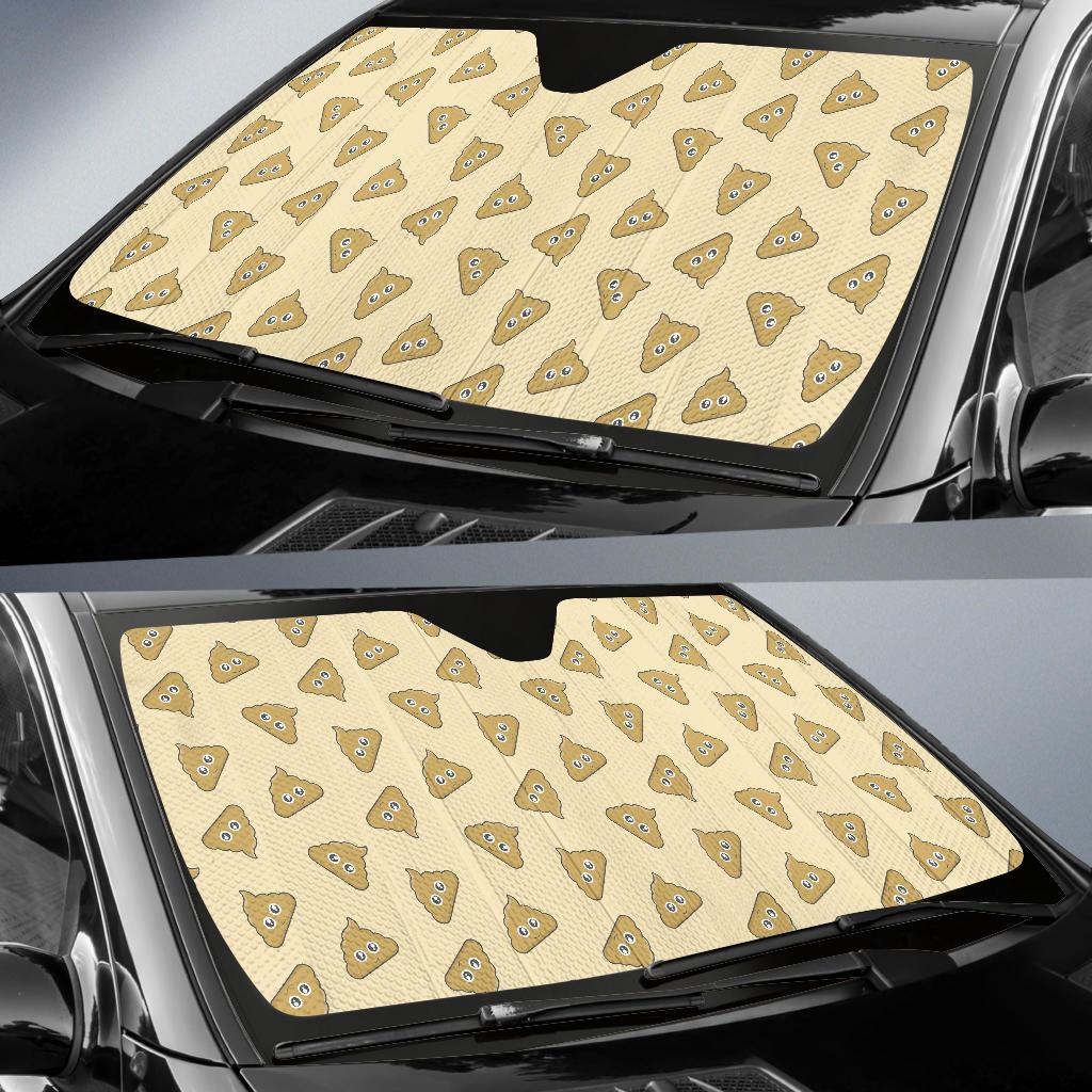 Poop Emoji Pattern Print Design A02 Car Sun Shades-JORJUNE.COM