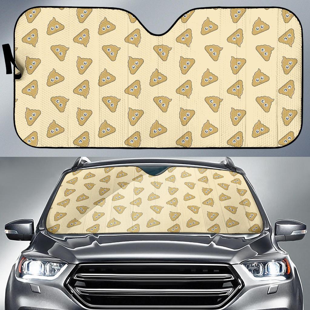 Poop Emoji Pattern Print Design A02 Car Sun Shades-JORJUNE.COM