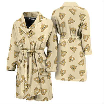 Poop Emoji Pattern Print Design A02 Men Bathrobe-JORJUNE.COM
