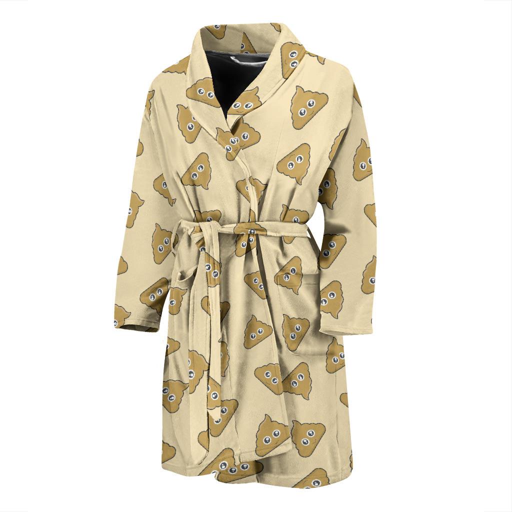 Poop Emoji Pattern Print Design A02 Men Bathrobe-JORJUNE.COM