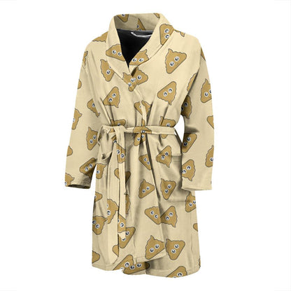 Poop Emoji Pattern Print Design A02 Men Bathrobe-JORJUNE.COM