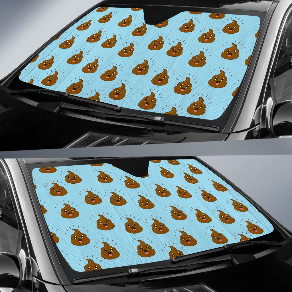 Poop Emoji Pattern Print Design A03 Car Sun Shades-JORJUNE.COM