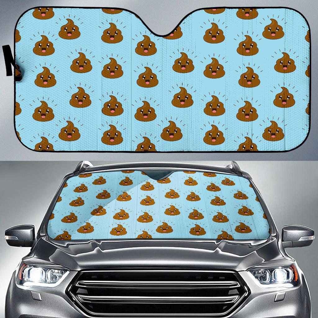 Poop Emoji Pattern Print Design A03 Car Sun Shades-JORJUNE.COM