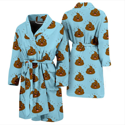 Poop Emoji Pattern Print Design A03 Men Bathrobe-JORJUNE.COM
