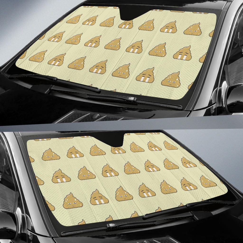 Poop Emoji Pattern Print Design A04 Car Sun Shades-JORJUNE.COM
