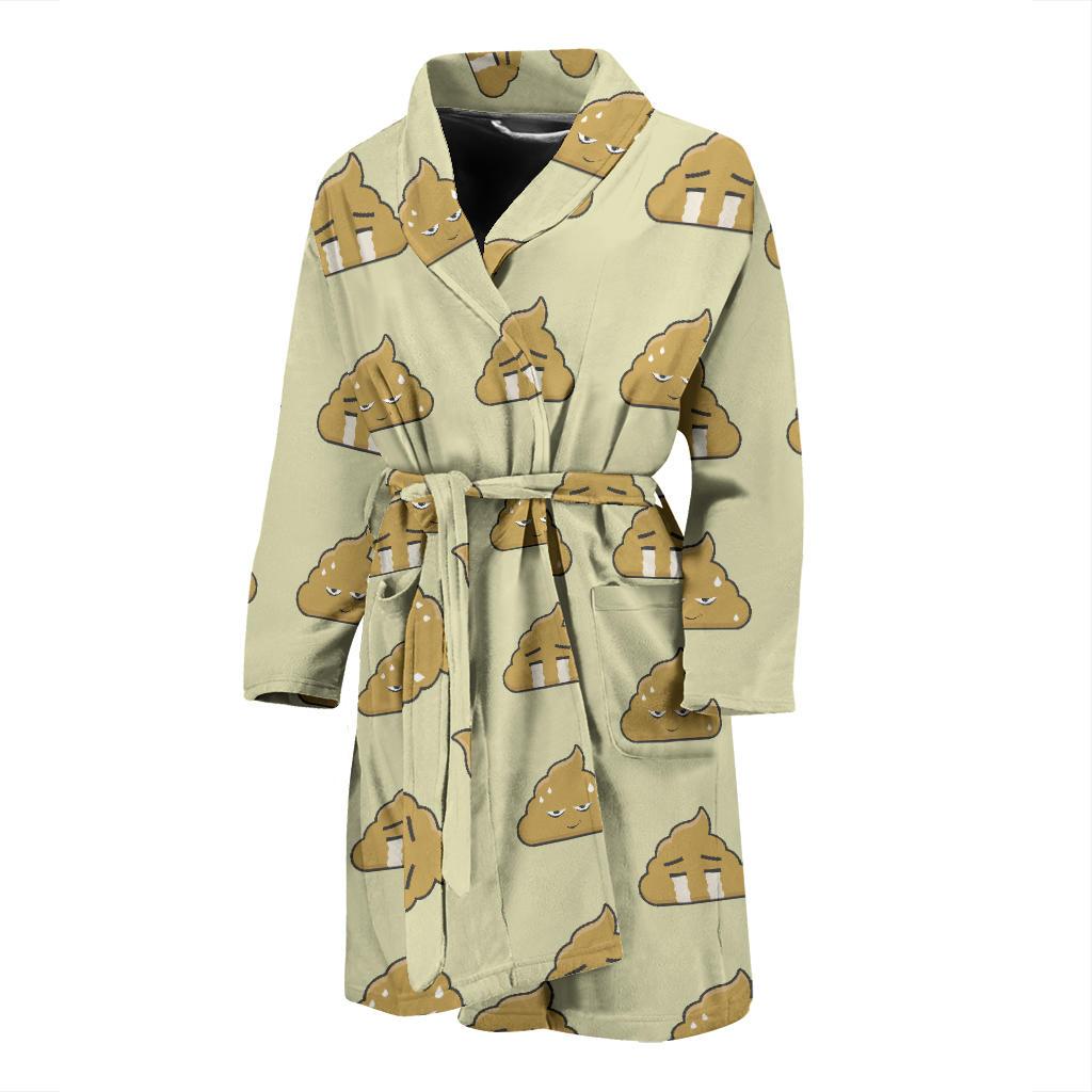 Poop Emoji Pattern Print Design A04 Men Bathrobe-JORJUNE.COM