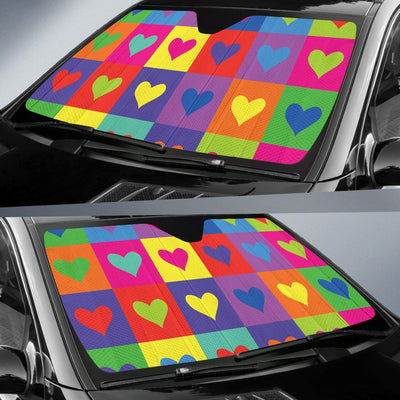 Pop Art Heart Pattern Print Design A01 Car Sun Shades-JORJUNE.COM