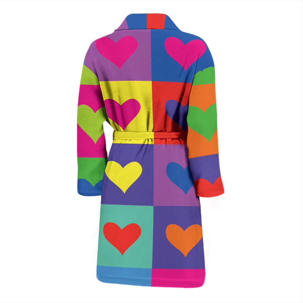Pop Art Heart Pattern Print Design A01 Men Bathrobe-JORJUNE.COM