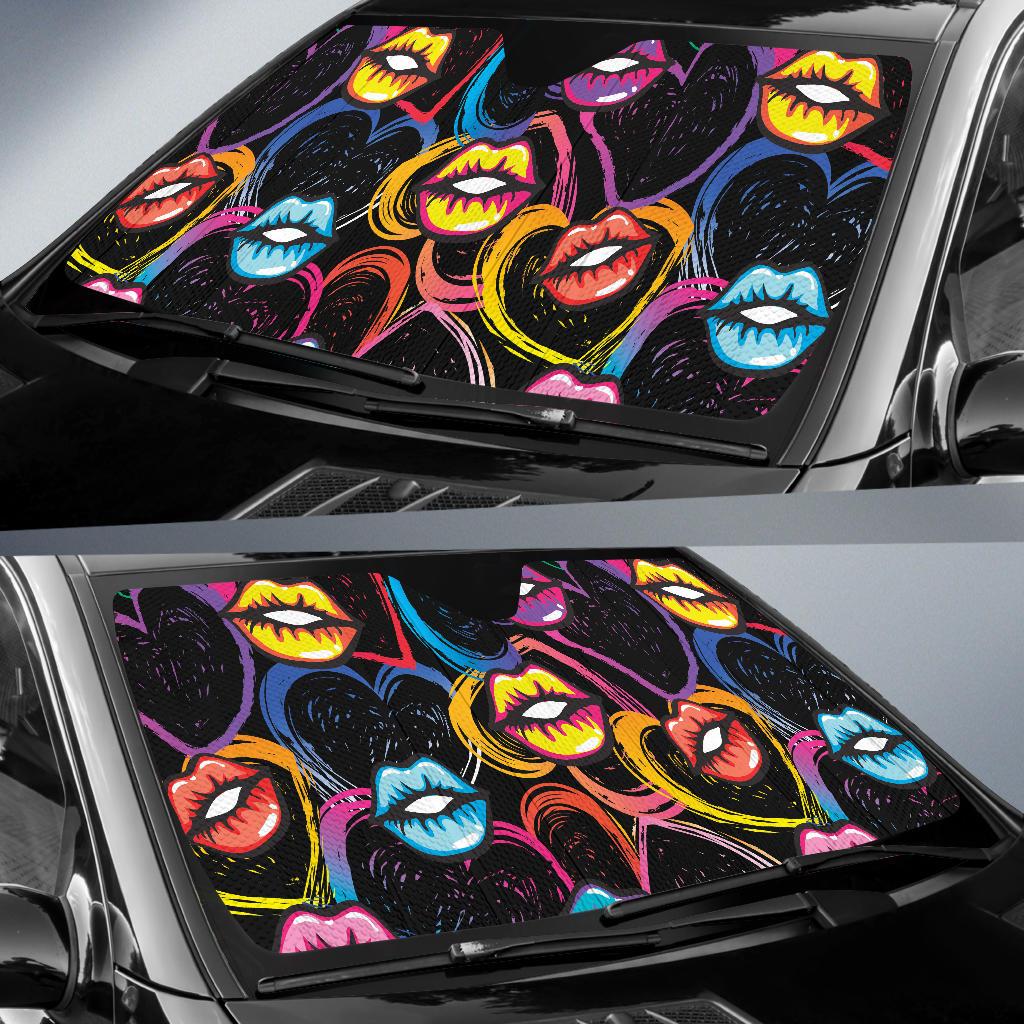 Pop Art Lip Pattern Print Design A03 Car Sun Shades-JORJUNE.COM