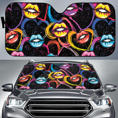 Pop Art Lip Pattern Print Design A03 Car Sun Shades-JORJUNE.COM