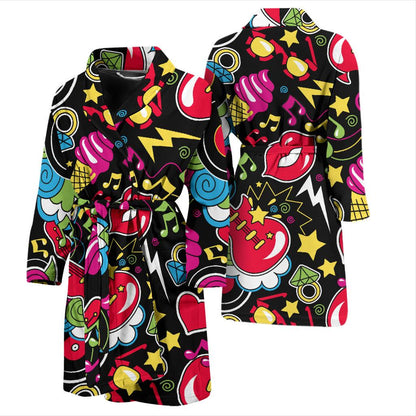 Pop Art Pattern Print Design A04 Men Bathrobe-JORJUNE.COM