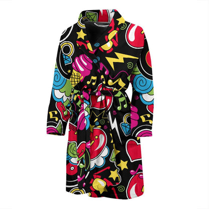 Pop Art Pattern Print Design A04 Men Bathrobe-JORJUNE.COM