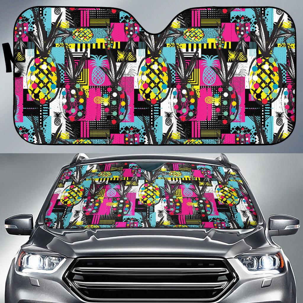 Pop Art Pineapple Pattern Print Design A02 Car Sun Shades-JORJUNE.COM