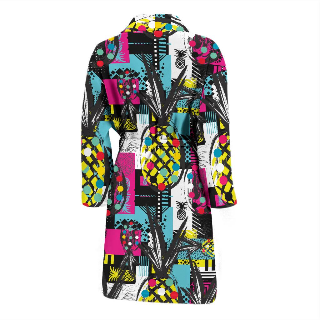 Pop Art Pineapple Pattern Print Design A02 Men Bathrobe-JORJUNE.COM