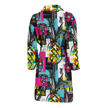 Pop Art Pineapple Pattern Print Design A02 Men Bathrobe-JORJUNE.COM