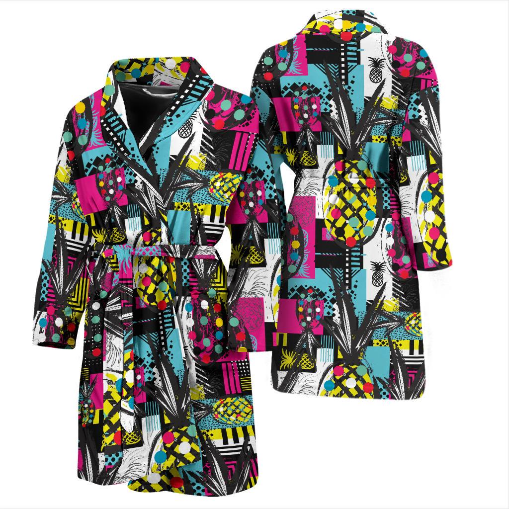 Pop Art Pineapple Pattern Print Design A02 Men Bathrobe-JORJUNE.COM